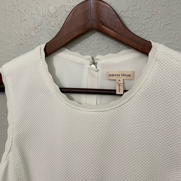 Rebecca Taylor White Fit and Flare Textured Scalloped Dress - Picture 5 of 13